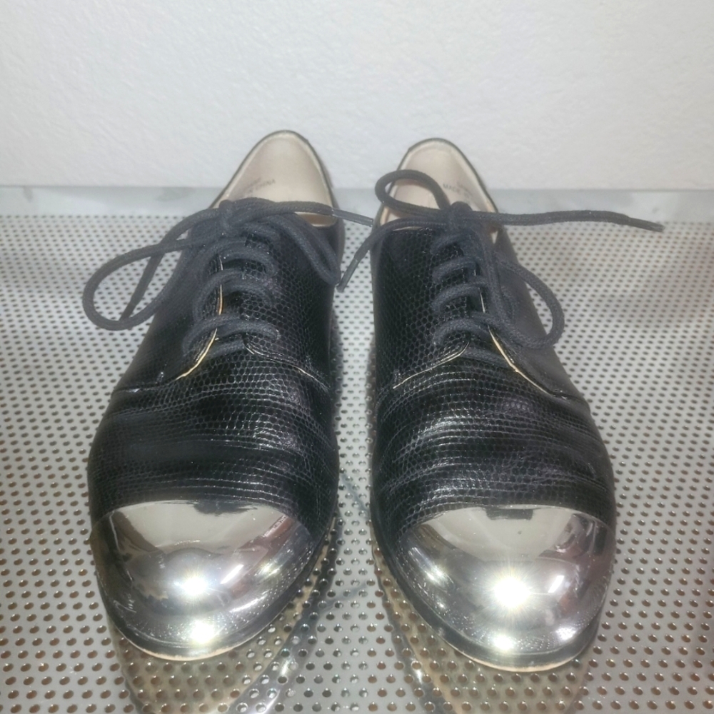 French Connection Silver Toe Oxfords